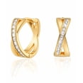 thumbnail image 1 of Aretes Xtellar Dorados Forma X Con Zirconias Cuadradas, 1 of 4