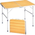 thumbnail image 1 of QueipA 3ft Portable Folding Camping Table, Outdoor Waterproof Adjustable Height Table, Aluminum Lightweight Suitcase Foldable Table for Picnic BBQ Beach Dining, 1 of 16