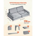 thumbnail image 3 of VEVOR Modular Kids Play Couch Sectional Toddler Sofa with Armrests 10 Pcs Gray, 3 of 9