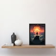 thumbnail image 2 of Warrior Before a Fiery Sunrise Horizon Painting Samurai Quest to Follow the Sun at Forest Mountain Foggy Landscape Artwork Framed Wall Art Print A4, 2 of 3