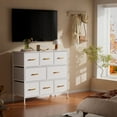 thumbnail image 2 of YILQQPER 8 Drawer Fabric Dresser Accent White Dresser Chest Storage Organizer for Bedroom with WoodBoard and Artificial Leather for Living Room, Hallway, Entryway, Closet, Nursery, Kids Bedroom, 2 of 8