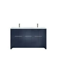 thumbnail image 3 of Lafarre 60 in W Navy Blue Double Bath Vanity, White Quartz Top and Gun Metal Faucet Set, 3 of 9