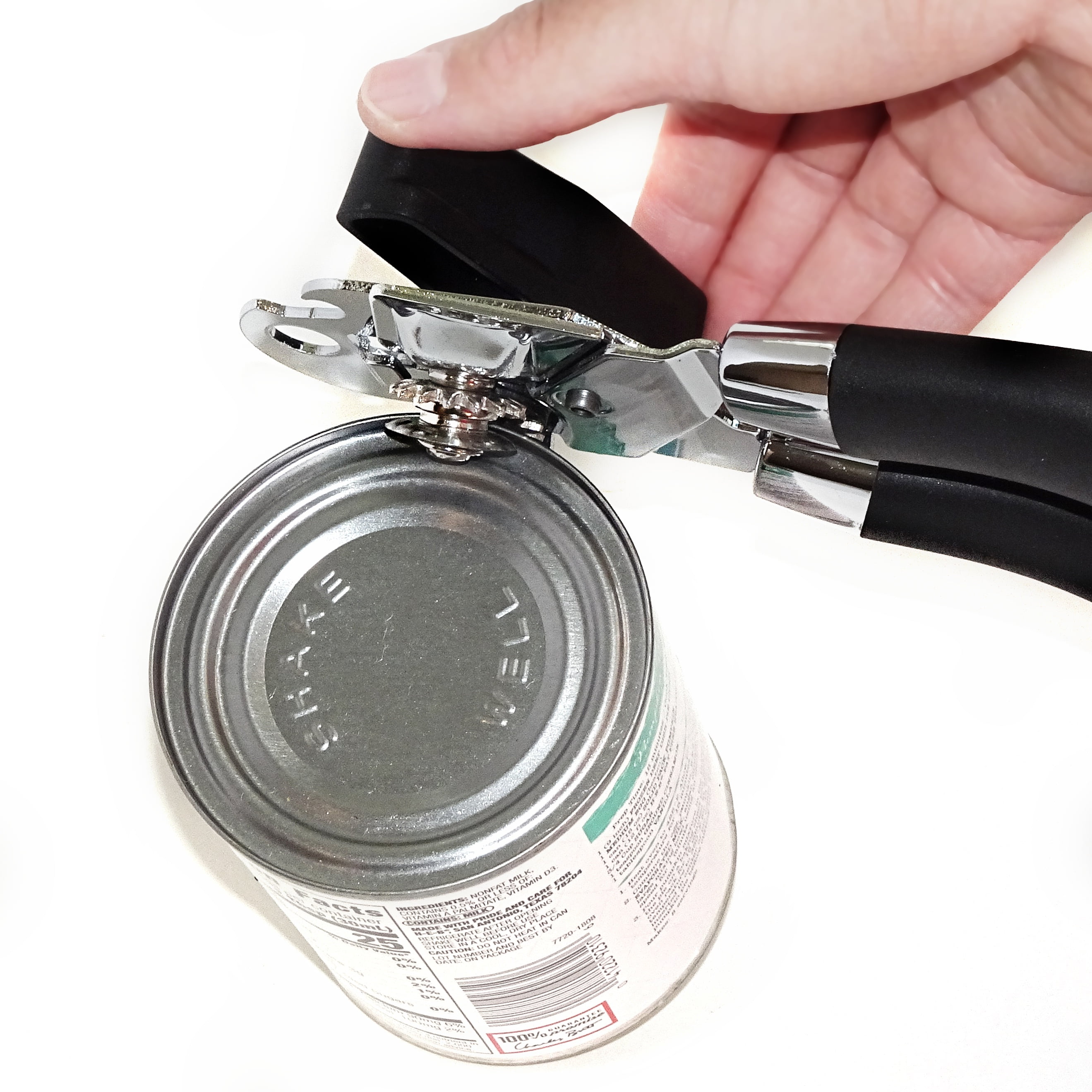 Can Opener Hand Held Soft Crank Easy Lid Removal Ergonomic Professional 