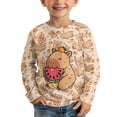 thumbnail image 3 of Garronmavis Capybara Girls Long Sleeve T-Shirts 3-4 Comfortable Watermelon Soft Basic Crewneck Tees for Kids Soft Long Sleeve Crew Neck T-Shirts Warm Casual Clothes for Girls, 3 of 7