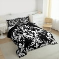 thumbnail image 4 of Manfei Retro Damask Jacquard Bedding Comforter Set,Baroque Flower Floral Twin Comforter Sets,White Black Bedding Set For Adult,Super Cozy Room Decoration Reversible,2-Piece, 4 of 9