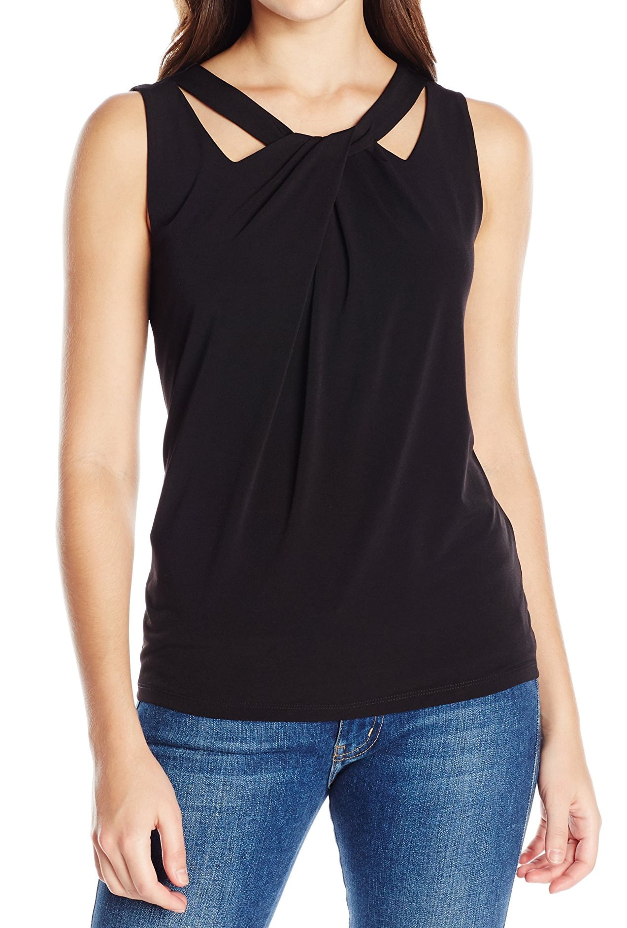 Nine West - Nine West NEW Black Womens Size Large L Twist-Front Tank ...