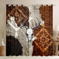 Homewish Bull Skull Blackout Curtains Set of 2 (52x84 Each) for Female Men Adults,Western Theme Window Curtains,Animal Cow Print Curtains and Drapes,Microfiber Bedroom Decor