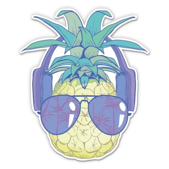 Pineapple Tropical Vacation - 3" Vinyl Sticker - For Car Laptop Water Bottle Phone - Waterproof Decal