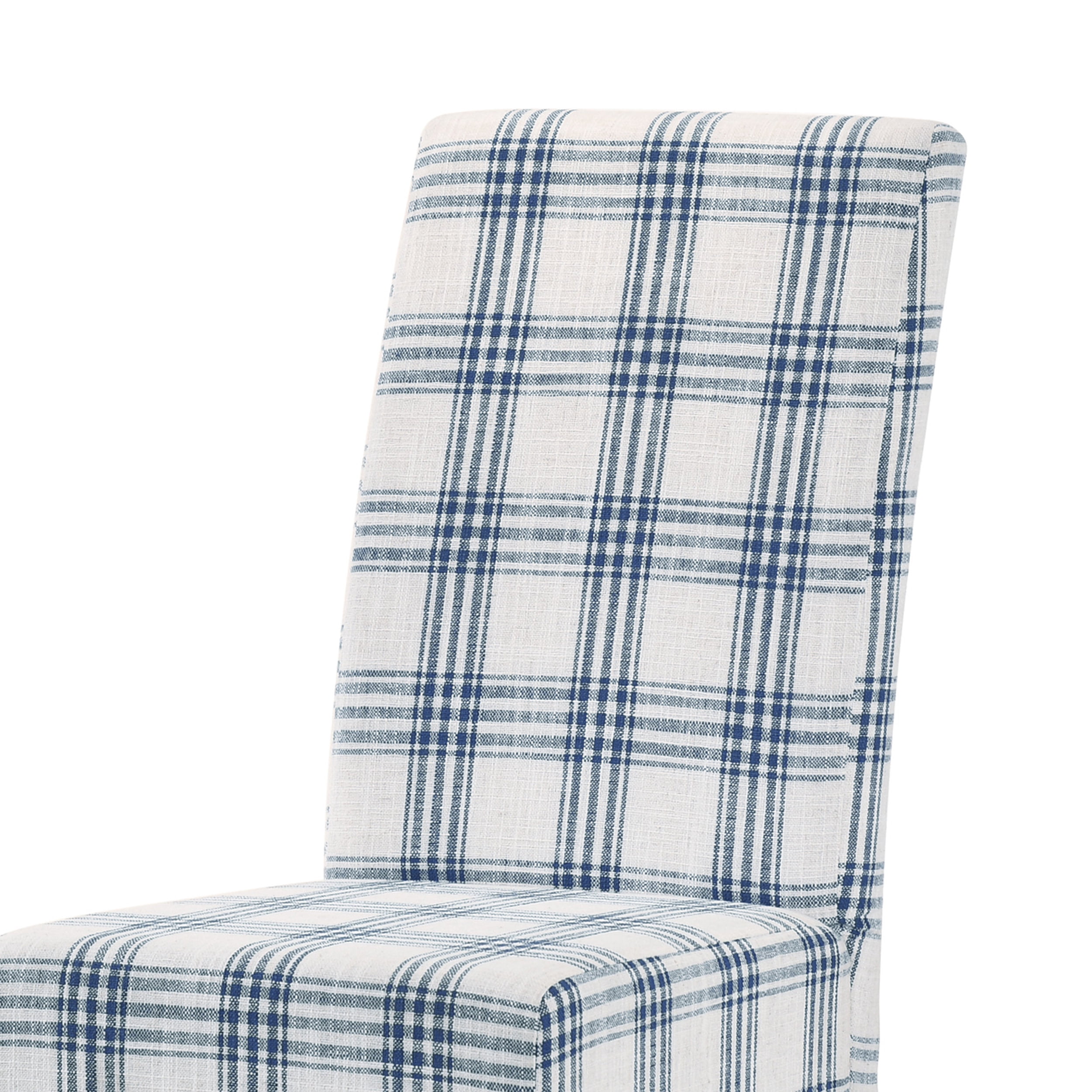 Noble House Asher Contemporary Fabric Dining Chairs, Set of 2, Dark Blue, Light Beige