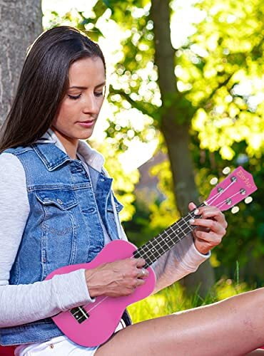 Everjoys 21" Soprano Ukulele Beginner Kit w/ Free Online Lesson, Gig Bag, Strap, Digital Tuner, Spare String, Picks, Polishing Cloth, Rainbow Series
