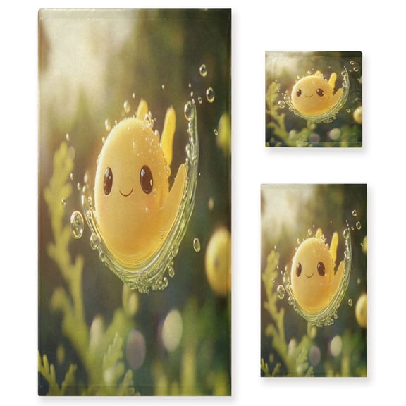 Three-Piece Towel Set Face Towel Towel Set Hand Towel Bath Towel Cotton Bath Towels Bath Towel Sets Hand Bath Towels Yellow Ball