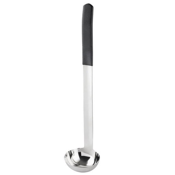Tablecraft AM5312BK Antimicrobial 2 oz. Stainless Steel Ladle with Black Handle