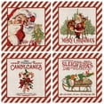 thumbnail image 3 of Merry Christmas Throw Pillow Covers Candy Canes Elk Santa Claus Sleigh Rides Winter Outdoor Decorations Pillowcase Home Decor 18 x 18 Inch Living Room Cushion Case for Sofa Couch Set of 4, 3 of 6