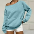 thumbnail image 2 of Mohiass Womens Off the Shoulder Sweatshirt Oversized Long Sleeve Tops Trendy Cute Loose Plain Fall Hoodie with Pocket Sky Blue XXL, 2 of 7