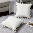 thumbnail image 1 of Lot de 2 Housses de Coussin Décoratives en Velours avec Franges Boho pour Canapé Lit 18 x 18 Pouces, 1 of 6