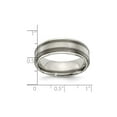 thumbnail image 2 of Gem & Harmony Mens Titanium with Sterling Silver Txtured Lines Band Ring (7.5mm) for Men, 2 of 5