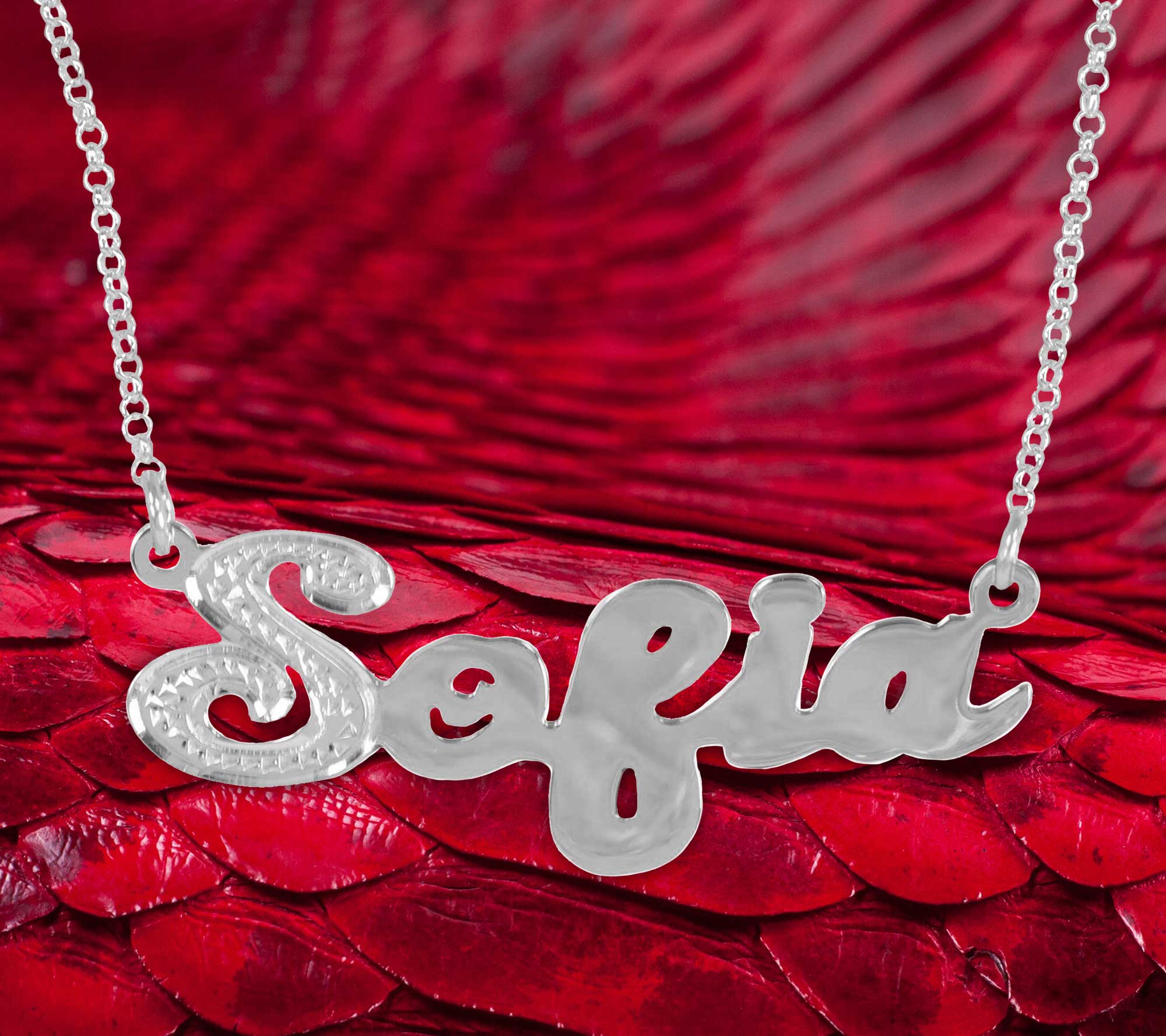 Personalized Bling Initial Name Necklace in Sterling Silver