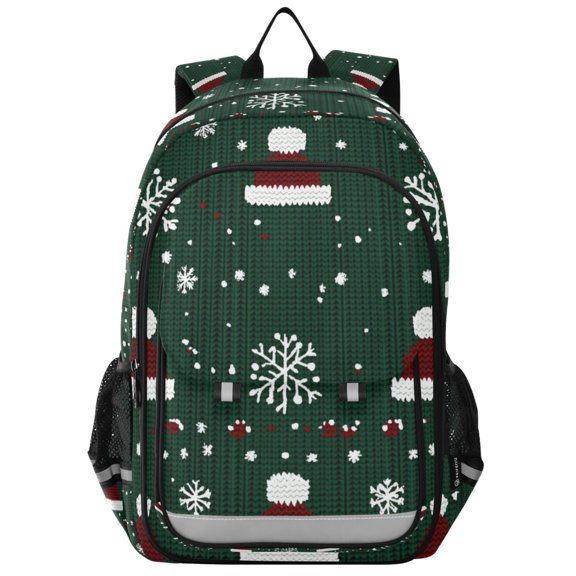 FORMRS Unisex School Backpack 17" Student Travel Bag with Laptop Compartment, Christmas Santa Hats