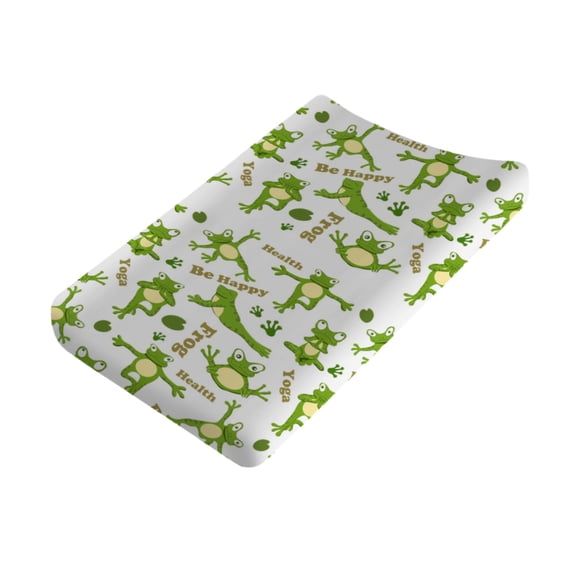 Funny Yoga Frogs Changing Pad Covers for Baby Boy Girl 32''x16'' Cartoon Green Frogs Fitted Changing Pad Sheets Cute Animal Comfort Soft Breathable Nursery Baby Diaper Changing Table Mats