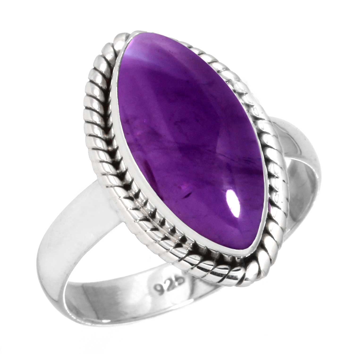 925 Sterling Silver Ring For Women Girls Purple Natural Amethyst