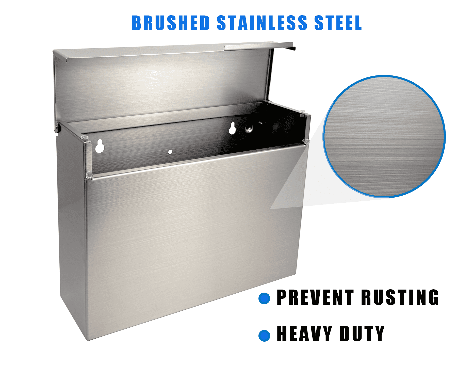 Plugsharge Modern Design Brushed Stainless Steel Mailbox for Walls, Heavy Duty Wall Mounted Mailbox - 14.6'' x 4.6'' x 11.2'' Rust Proof Steel Dropbox with Rainproof Design, Silver