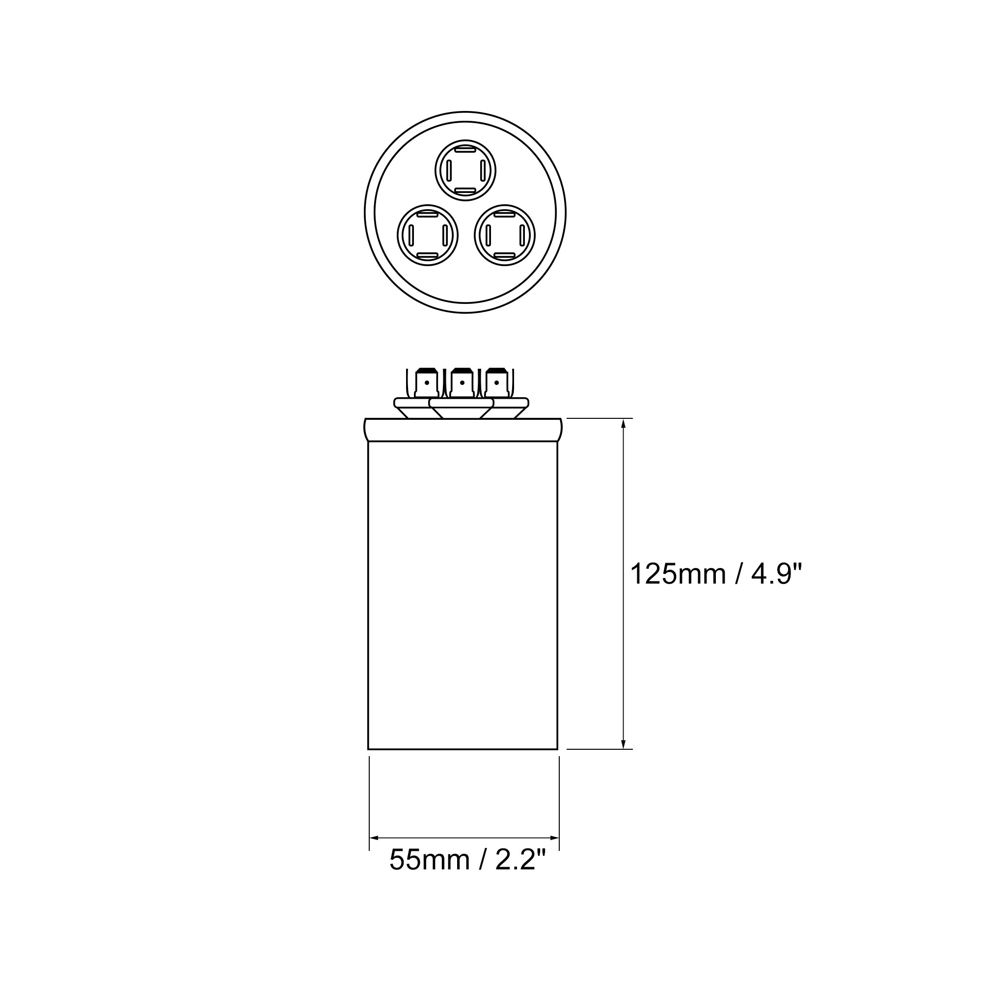 Uxcell 40/10uF 370V AC Aluminum Case Round CBB65 Dual Motor Run Capacitor