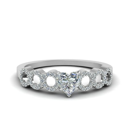 3/4 Carat Heart Shaped Diamond Affordable Engagement Ring In 14K White Gold GIA Certified