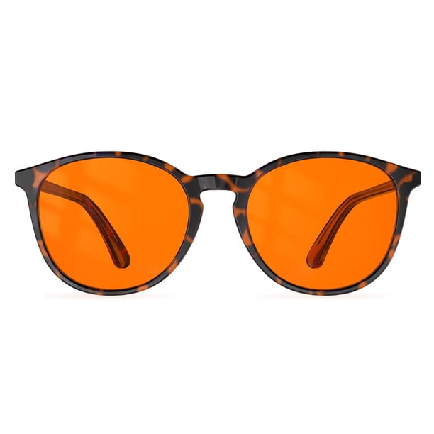 Gafas Bloomoak con bloqueo de luz azul, color naranja, retro, redondas