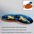 thumbnail image 4 of Frog Cute Set of 6 Round Coasters, Microfiber Leather Drink Coasters - 11x11 cm / 4.3x4.3 in, 4 of 6