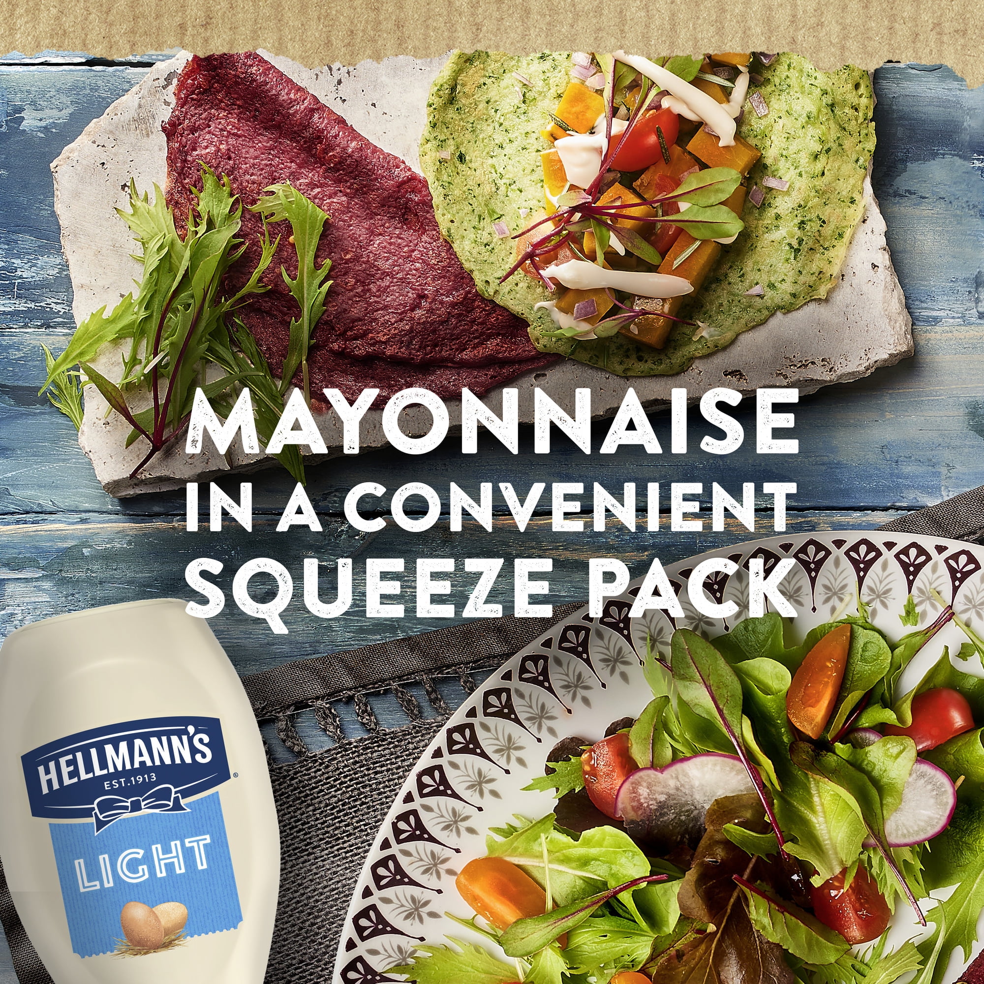 (12 pack) Hellmann's Light Mayonnaise, Sandwich Spread Condiments, 20 fl oz Squeeze Bottle​