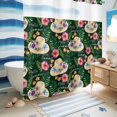 thumbnail image 5 of No Hook Shower Curtain with Built-in Rings - Tropical Motivational Washable Waterproof Fabric Bathroom Curtains for Hotel,Rentals, 66 X 72 Inch Long , Hello Summer Hat Tropical Plants Green, 5 of 9