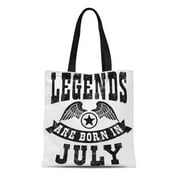 HATIART Canvas Tote Bag Birthday Legends Are Born in July Reusable Handbag Shoulder Grocery Shopping Bags
