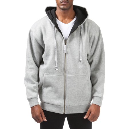 Pro Club Men's Reversible Full Zip Hoodie, 3X-Large, Heather Gray/Black ...