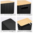 thumbnail image 3 of ebyiybnio 4 Packs Storage Bins with Bamboo Lids - Plastic Storage Containers with Lids Stackable Storage   Storage Baskets for Organizing Desktop Closet Playroom Classroom Office  Black, 3 of 7