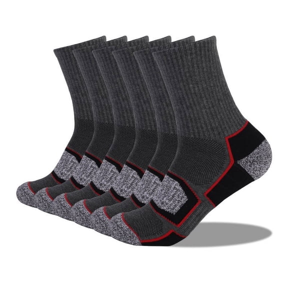 Xfvqtps 6 Pairs Unisex Towel Bottom Running Socks Mid Tube Combed Socks Simplicity Comfortable Sweat Absorbing and Breathable Sports Hiking Socks Dark Gray