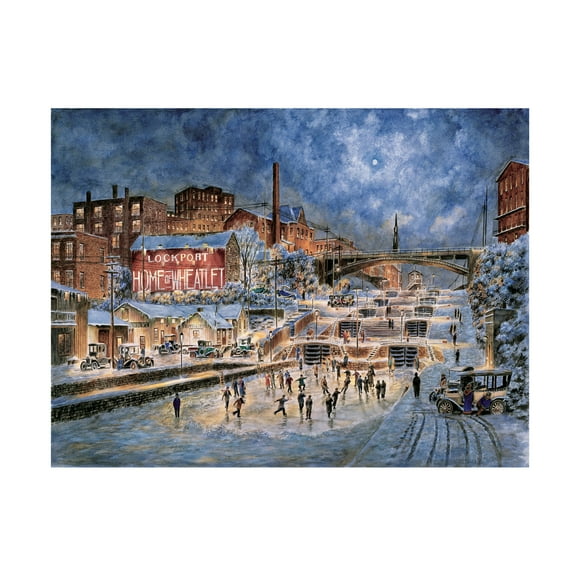 Trademark Fine Art Stanton Manolakas The Skating Party Lockport Ny Ca 1905 Canvas Wall Art - 14x19