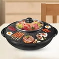 thumbnail image 2 of XKHAZA Electric Hot Pot and Grill Combo, 2-in-1 Portable Countertop Cooker with Temperature Control Perfect for Korean BBQ, Shabu Shabu and Soup with Free Strainer, Chopsticks and Tong, 2 of 6