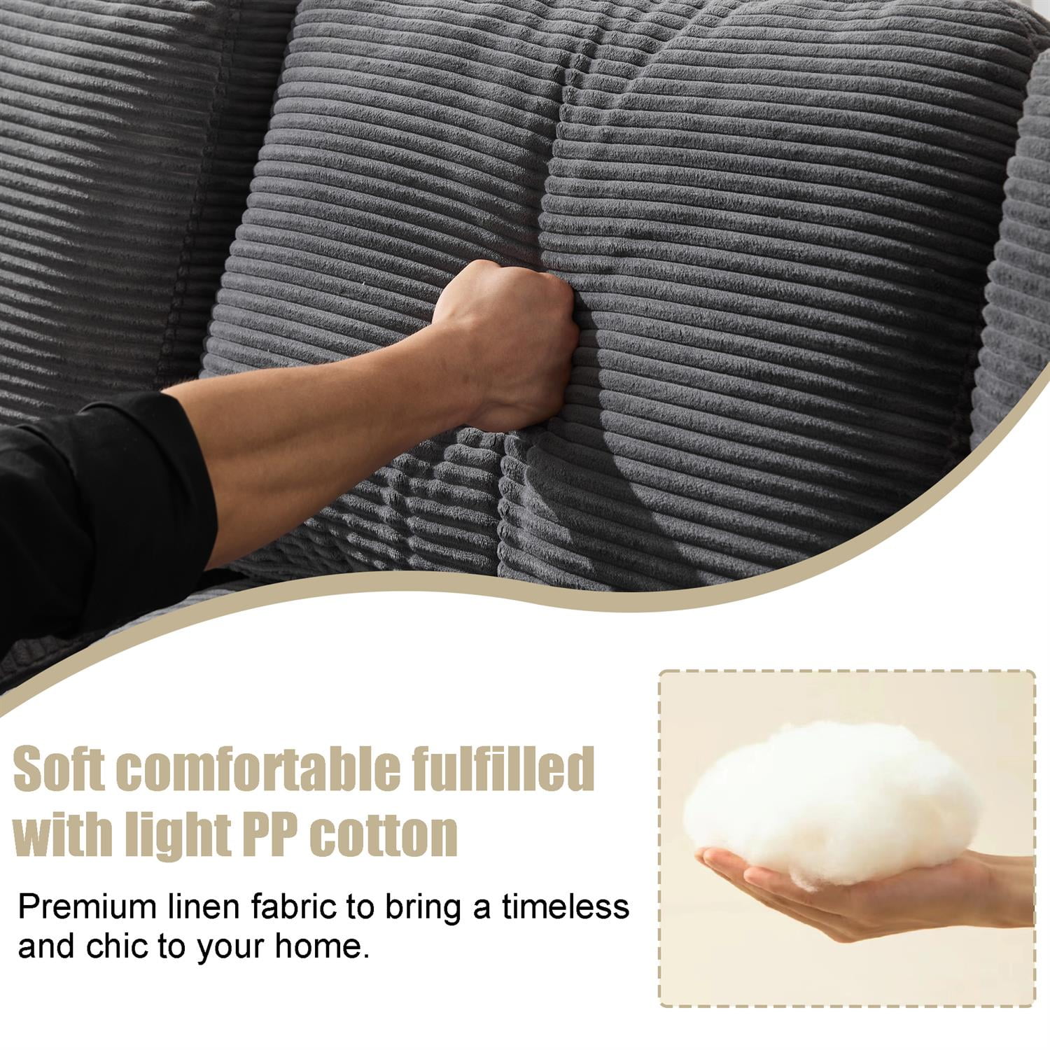 Demi Bonn 99"x69" L-Shape Modular Sectional Sofa Set, Modern Minimalist Upholstered Sleeper Couch for Bedroom & Living Room, No Installation, Gray