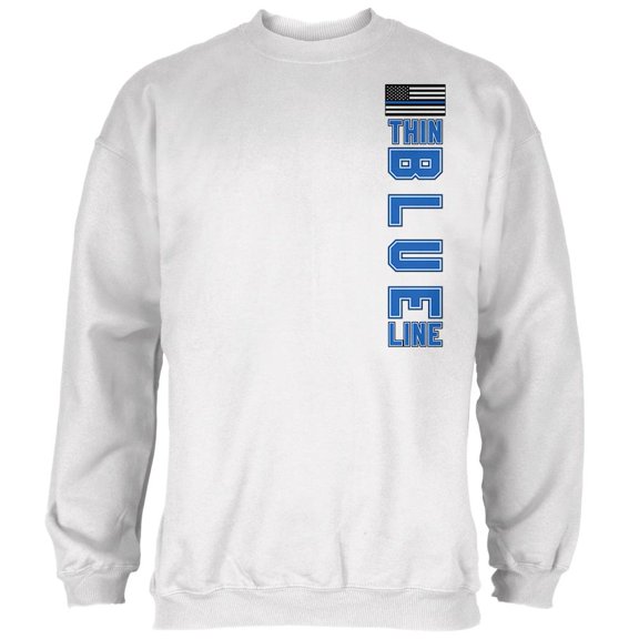 Blue Lives Matter Thin Blue Line American Flag Mens Sweatshirt White 3X-LG