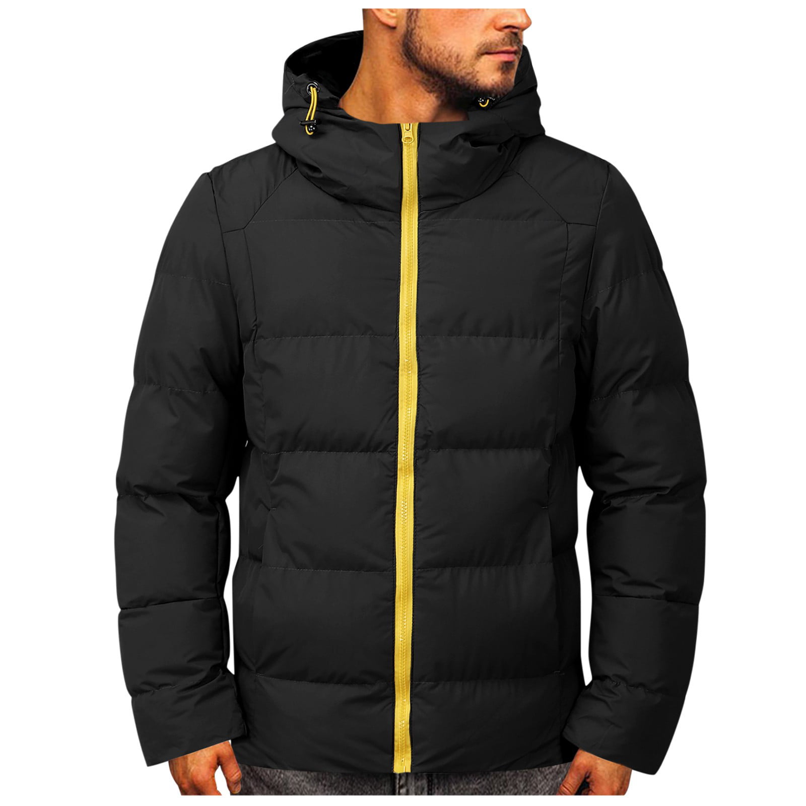 ZIZOCWA Chamarras Termicas Para Hombres Men'S Ski Jackets Plus Size Men'S  Casual Solid Coat Jacket Zipper Pocket Hooded Long Sleeve Coats Warm Coat  Winter Solid Coat E Cold Weather Men 