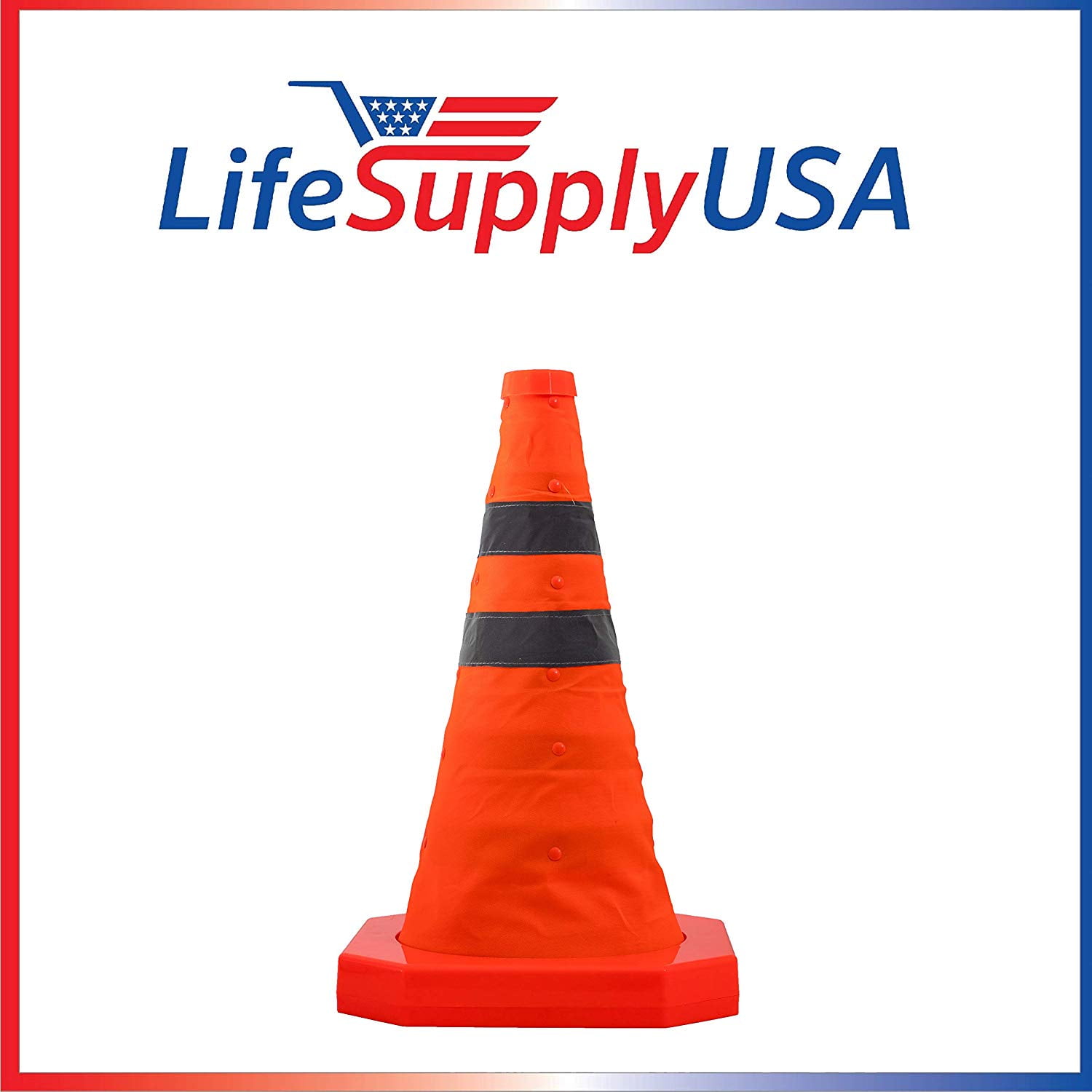 1 1PCS LED Reflective USB Rechargeable Traffic Cones Light Up Emergency Collapsible Safety Cone 16 Inch Pop Up Road No Parking Cones for Drivers Car Training Driving Practice Construction Work Sports