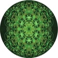 thumbnail image 1 of Ahgly Company Indoor Round Patterned Dark Lime Green Area Rugs, 4' Round, 1 of 6