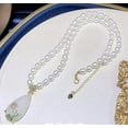 thumbnail image 4 of EOEMY Natural 7-9mm Rice White Freshwater Pearl Necklace 18" Jade Pendant For Women, 4 of 5