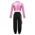 thumbnail image 2 of Alvivi Girls 2pcs Sparkle Jazz Hip Hop Dance Outfit Long Sleeve Crop Top with Cargo Pants Set Pink 12, 2 of 5