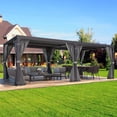 thumbnail image 5 of MELLCOM Aluminum Louvered Pergola - 10x20 with Adjustable Roof, Waterproof Curtains and Nets, Gray, 5 of 6