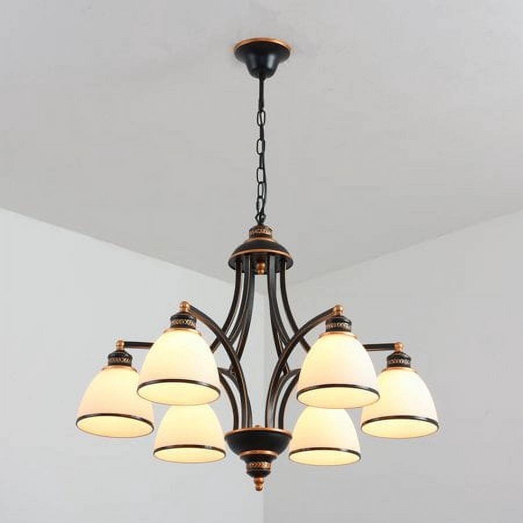 Modern 6-Light Chandelier With Frosted Shade,Metal Lights Fixture, Adjustable Height Pendant Lighting, Black Chandeliers for Dining Room Kitchen Island, Hanging Lights for Bedroom Farmhouse