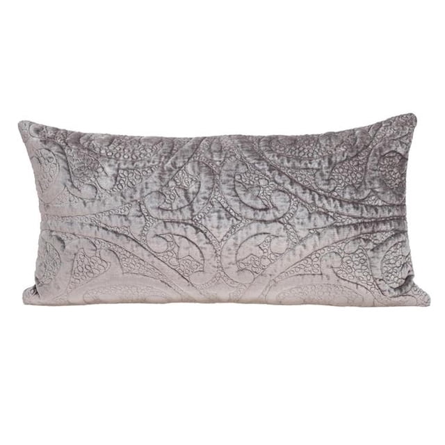 HomeRoots 402841 Taupe Quilted Velvet Lumbar Throw Pillow