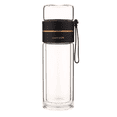 thumbnail image 1 of Botella De Agua De Vidrio De Doble Con Filtro Infusor Té  Xtellar negro, 1 of 3