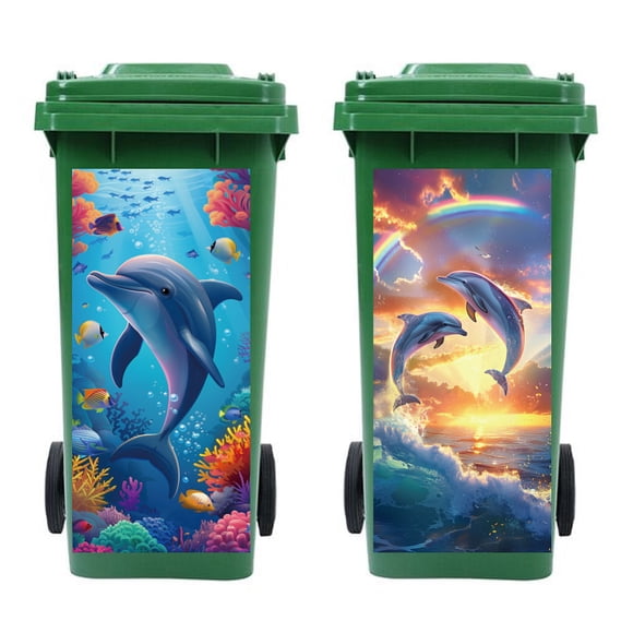 PVC Stickers Self-adhesive Decorative Stickers Decals for Trash Decoration Dolphin 82x38mm 2pcs/set