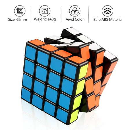 Reactionnx Speed Rubik Cube, Black Base Magic Rubik 6 Color Puzzles Educational Special Toys Brain Teaser Gift Box, 4x4 Stickerless Develop Brain Logic Thinking Ability Best (Best Speed Cube In The World)